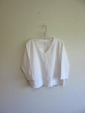 EILEEN FISHER White V-Neck XL Pullover 3/4 Sleeve Top
